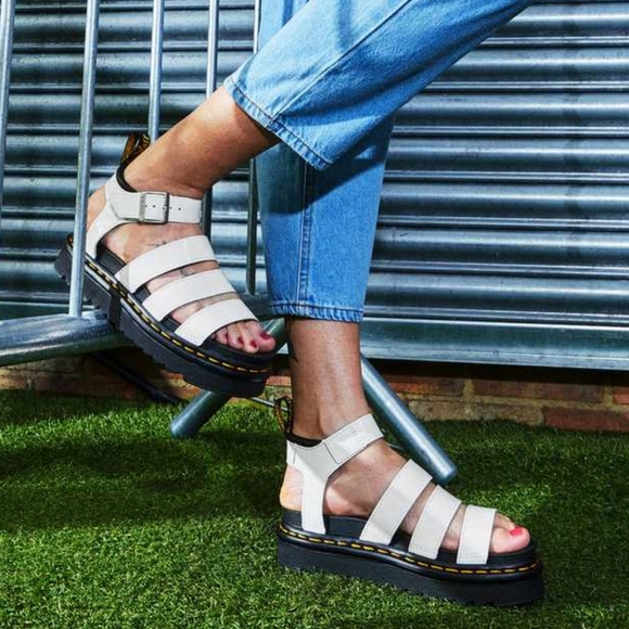 Dr. Martens Blaire patent leather strap white sandals - Picture 2 of 15